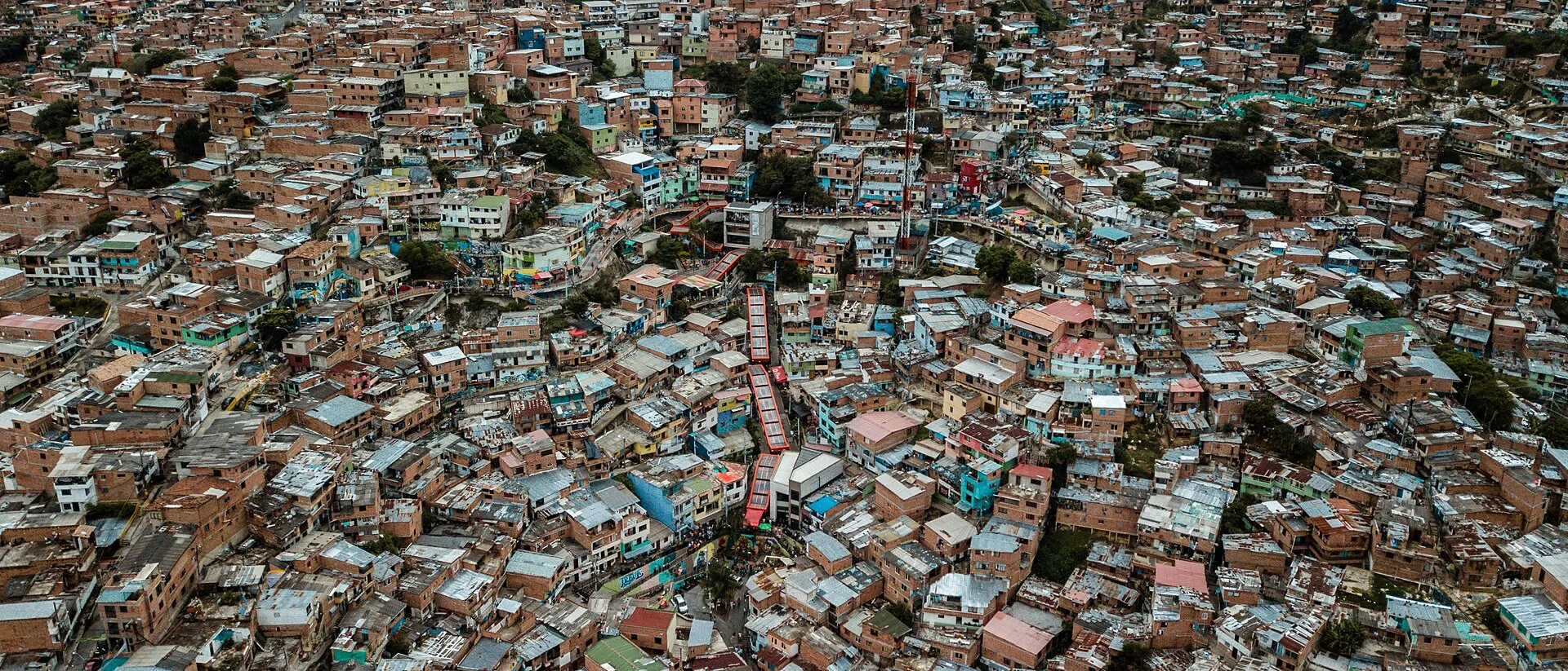 Aerial view of Medellín’s dense hillside neighborhoods