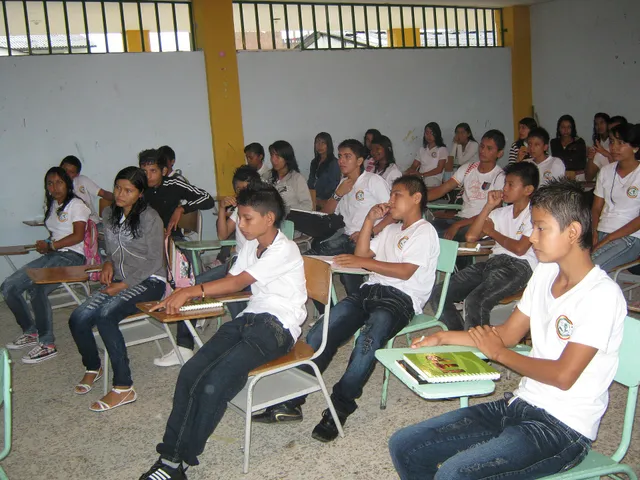 A classroom of Colombian students at their desks